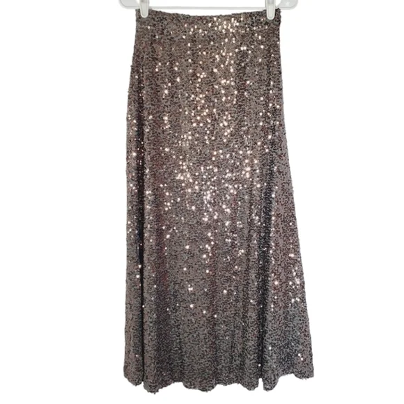 7269 * Mossimo Sequin Midi Skirt Gray Brown Rose Gold Size S NWT - Picture 2 of 8